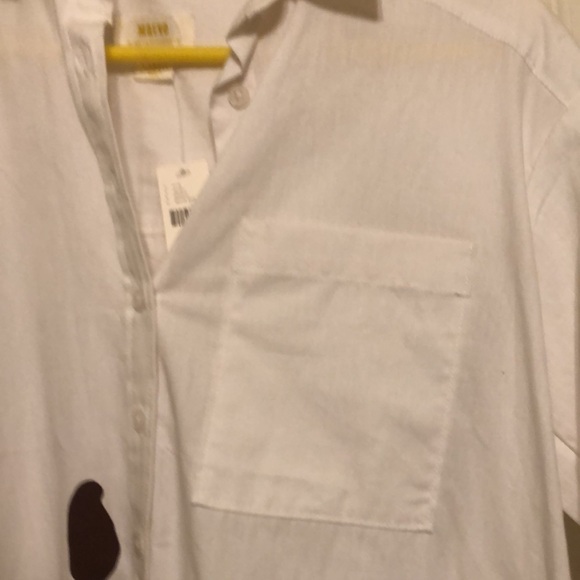 Anthropologie Maeve White Button-down Tunic w/Flower Detail on Front & Back NWT! - Picture 10 of 11